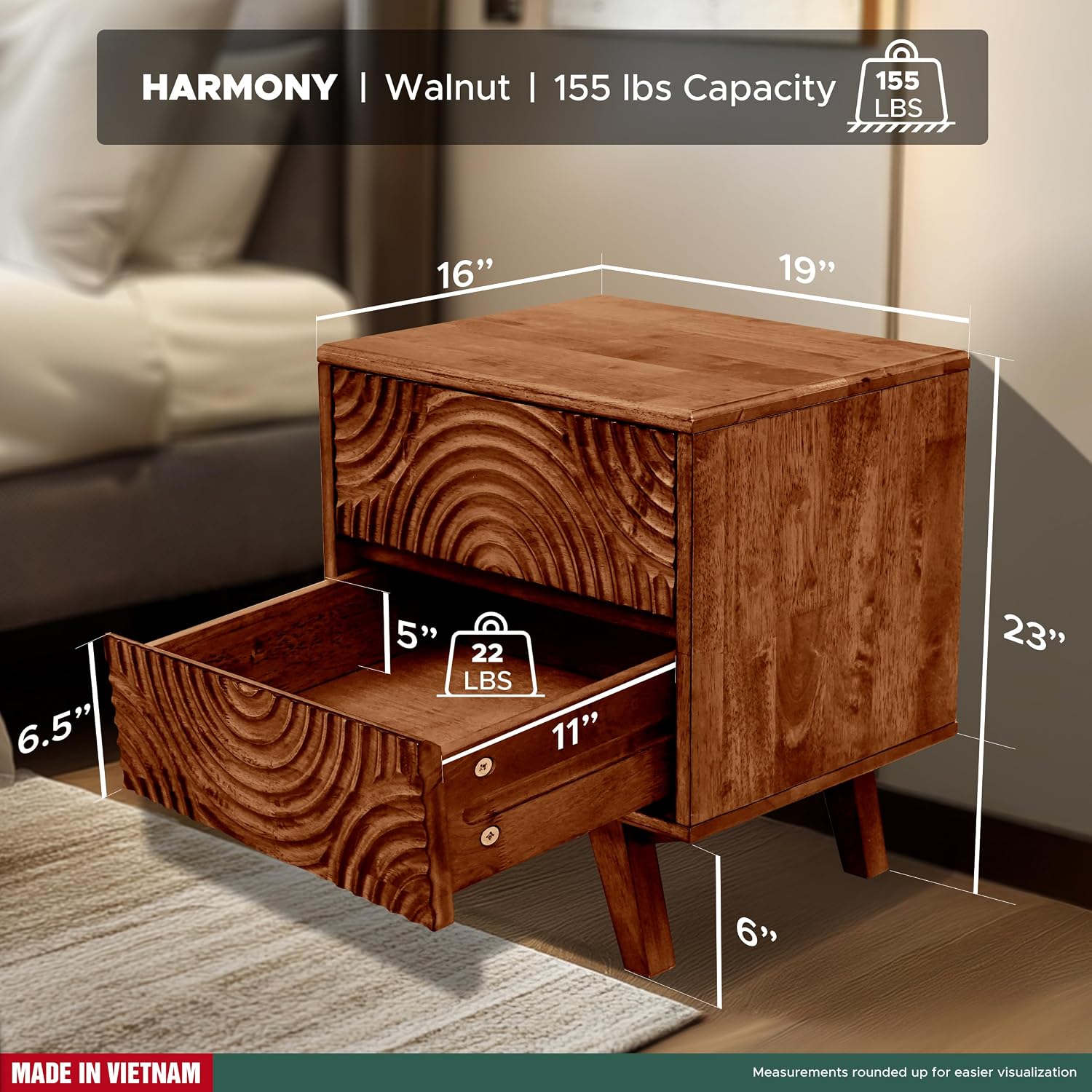 Acacia Solid Wood Nightstand w - Solid Wood Nightstand 2 Drawers review and price