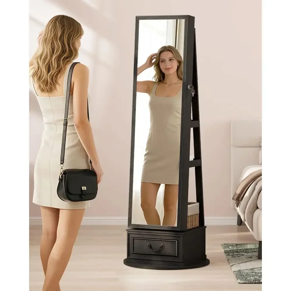 360° Swiveling Lockable Jewelr - Full Length Mirror Jewelry Armoire review and price