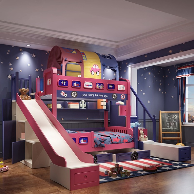 Modern Style Girls Toddler Bed - Bunk Bed With Stairs And Slide review and price