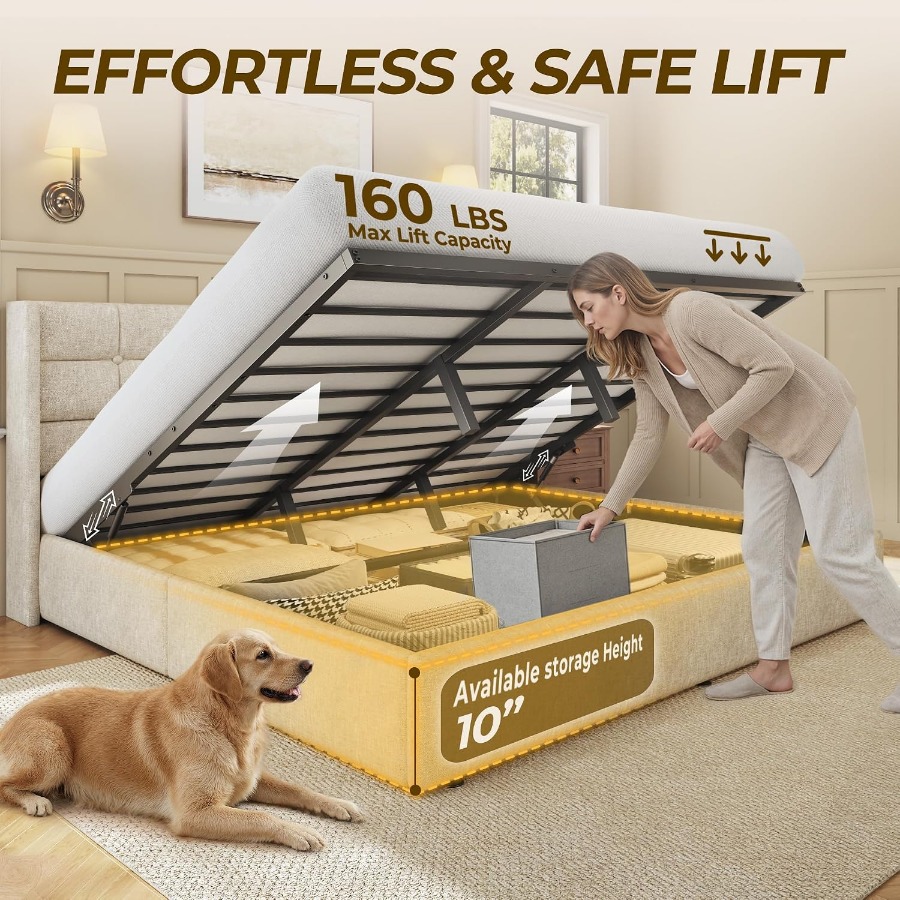 Size Lift Up Storage Bed Frame - Gas Lift Storage Bed Hydraulic review and price