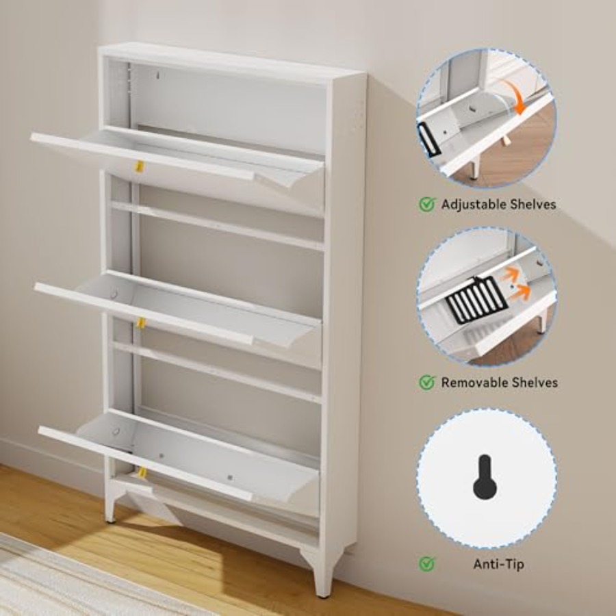 Freestanding Shoe Cabinet with - Shoe Rack Cabinet Narrow Entryway review and price